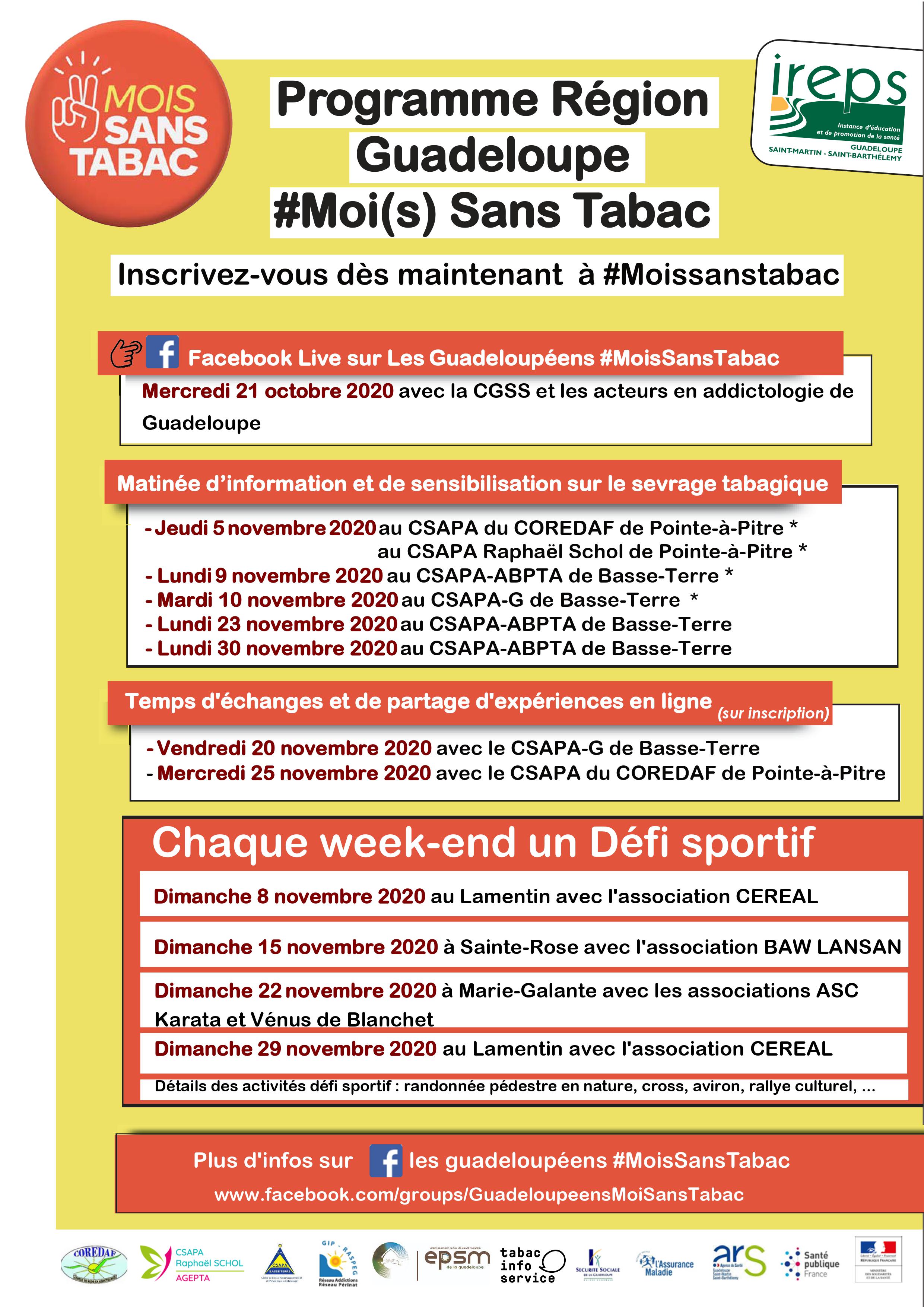 Programme Région Guadeloupe 2020 #Moi(s) Sans Tabac 2020